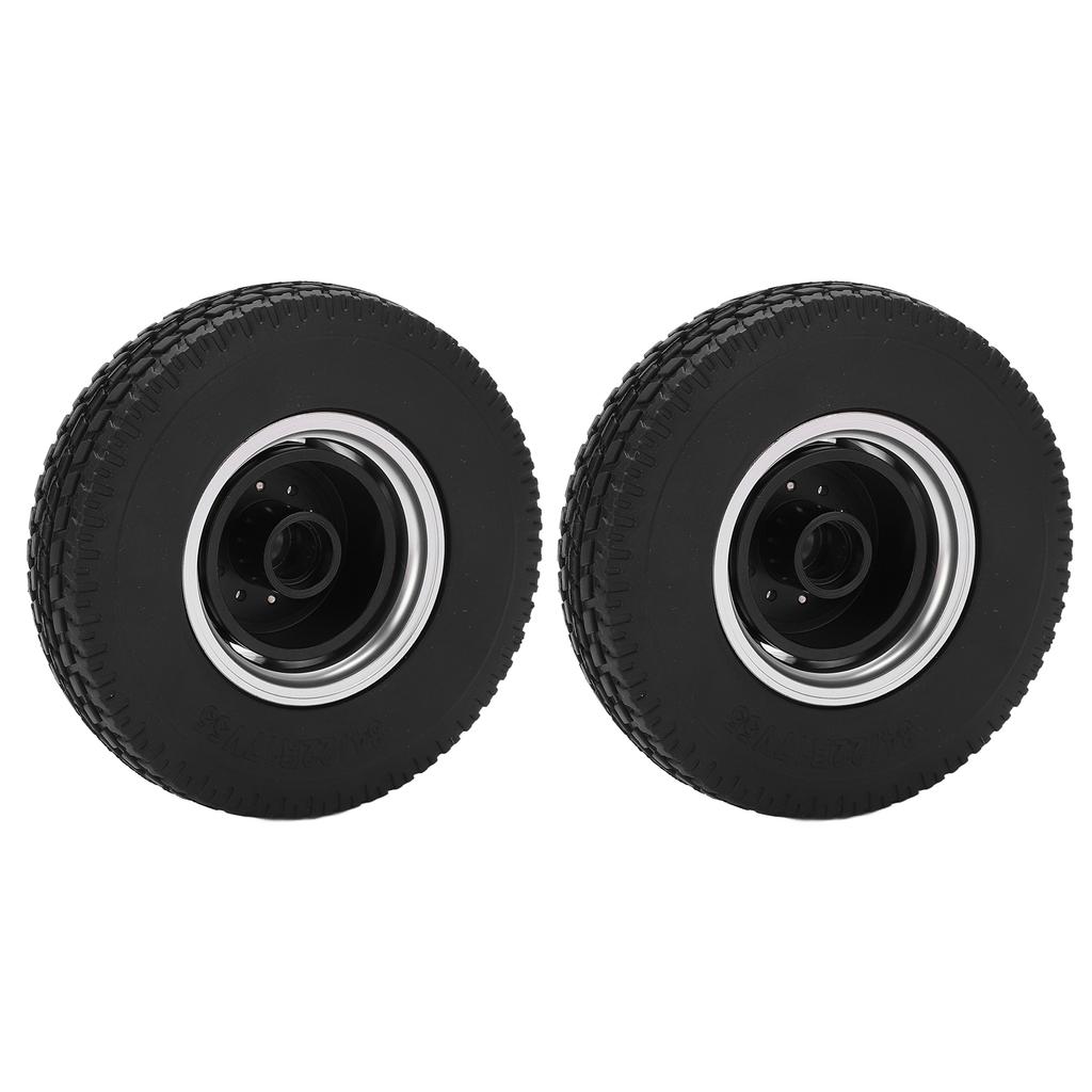 2Pcs RC Car Rubber Tire Aluminum Alloy Front Hub with Rubber Tires for Tamiya 1 14 Tractor Truck Front Wheel
