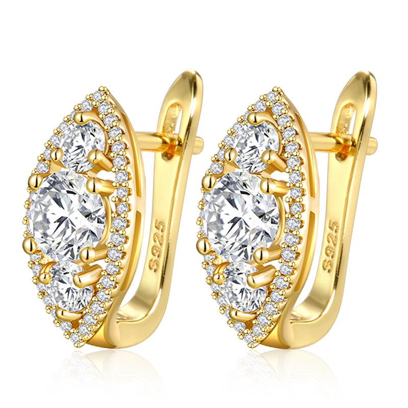 Европейские и американские серьги из розового золота 585 пробы с резными листьями - Холодный стиль, простой полый дизайн для дам