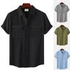 Mens Summer Hawaiian Plain Shirts Casual Short Sleeve Button Down T Shirt Tops