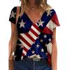 2024 New Arrival Women's Fashion T-shirt Loose Casual Short Sleeve V-neck 3d Print American Independence Day Theme Plus Size T-shirt 2025 New