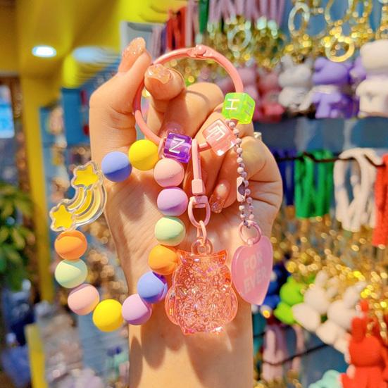 Браслет-ремешок на запястье для телефона с бусинами и подвеской-совушкой, брелок-цепочка против потери, шнурок для мобильного телефона, сумки, ключей