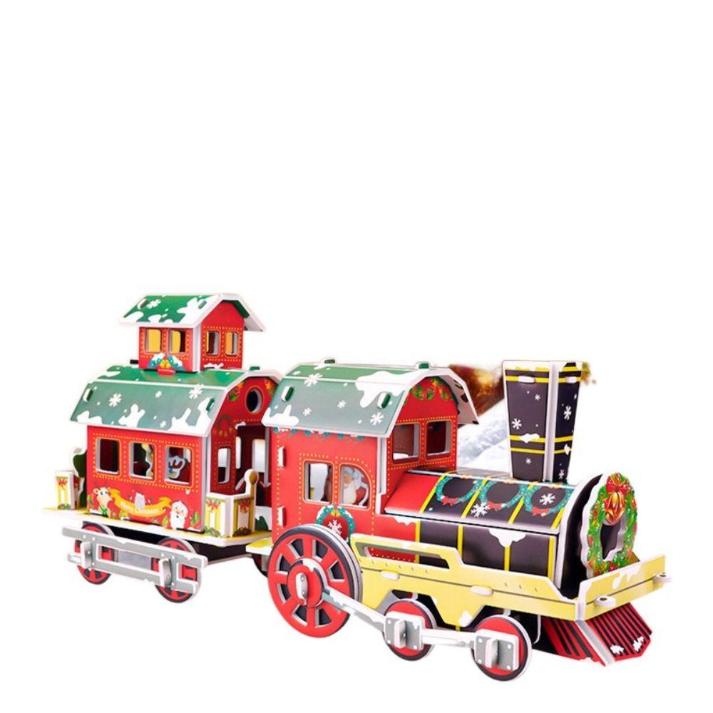 Рождественский домик Рождественский 3D пазл Поезд Детская модель Игрушка Бумажная карточка Пазл Детский сад
