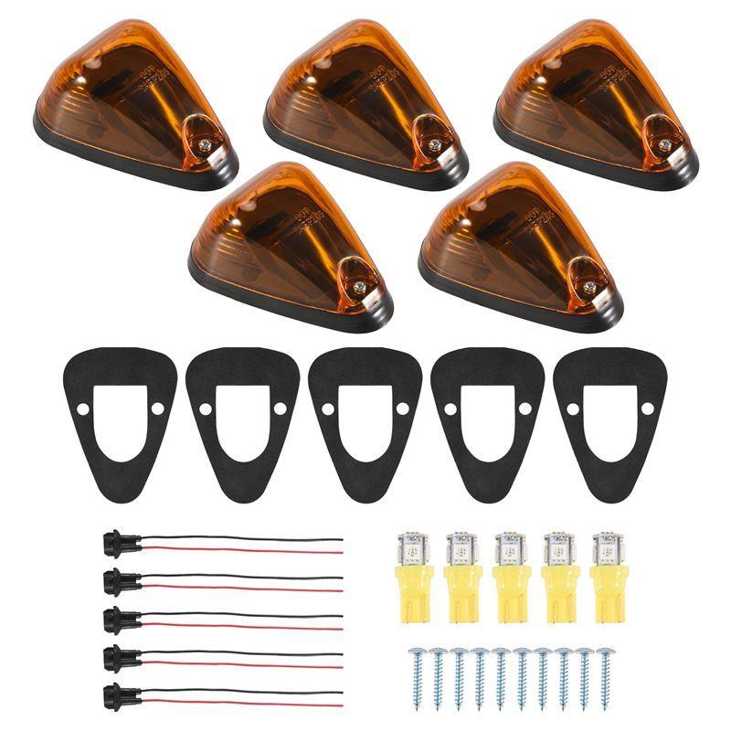 Powerful 5Packs Cab Marker Light Lens Roof Running Lightsw/Wiring For Ford F150 F250 F350 F450 F550 F65 E150 1999-2016