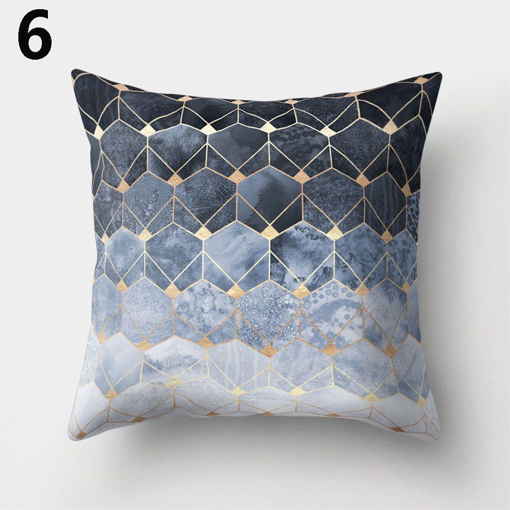 Gold Shining Home Decor Car Seat Peach Skin Cashmere Cushion Cover Pillow Cases Geometric Printed
