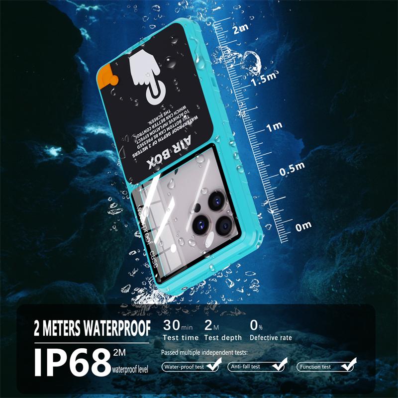 Роскошный водонепроницаемый чехол IP68 для iPhone 16 15 Pro Max 14 13 Plus 12 11 16e X Xs XR 7 8 SE 6s Универсальный 360 Полное покрытие Воздушная коробка