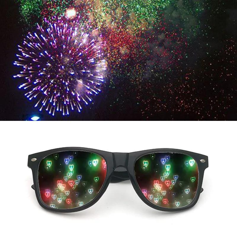 3d Prism Glasses Effect Diffraction Women Sunglasses Rectangle Rainbow Kaleidoscope Festival Style Rave Eyewear Cleargray Lens