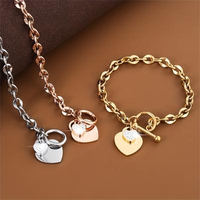Модный нишевый дизайн Wind Titanium Steel Ladies Ot Buckle Love Stainless Steel Bracelet Women's Universal Bracelet Jewelry