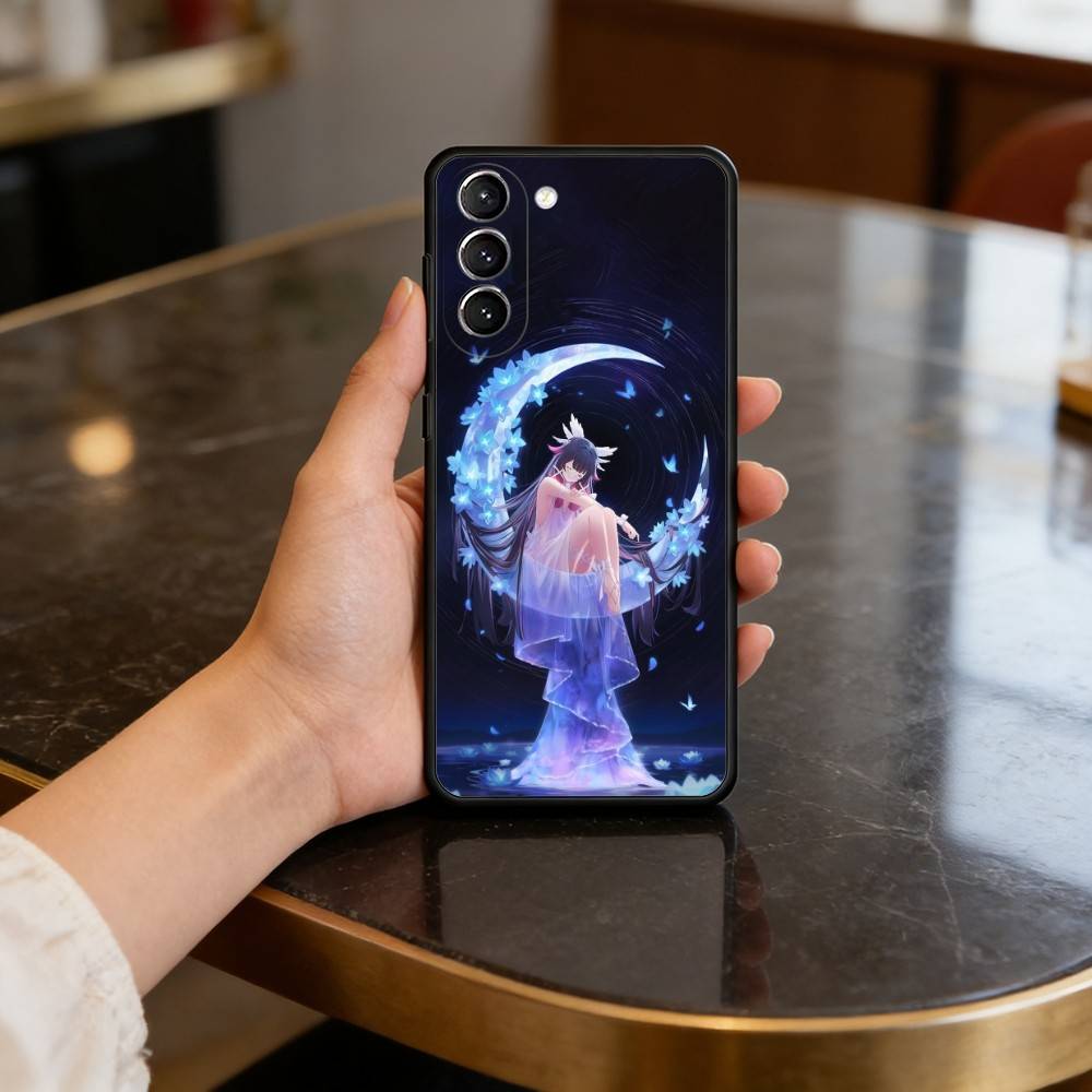 Чехол для телефона G-Genshin columbina Для Samsung S25,24,23,22,30,21,10,9,Ultra,Plus,Lite,FE,4,5 G Мягкий Черный Чехол