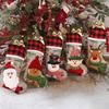 Christmas Stockings, Christmas Stocking Deer Santa Snowman Burlap Plaid Xmas Stocking Holiday Christmas Decoration For Family