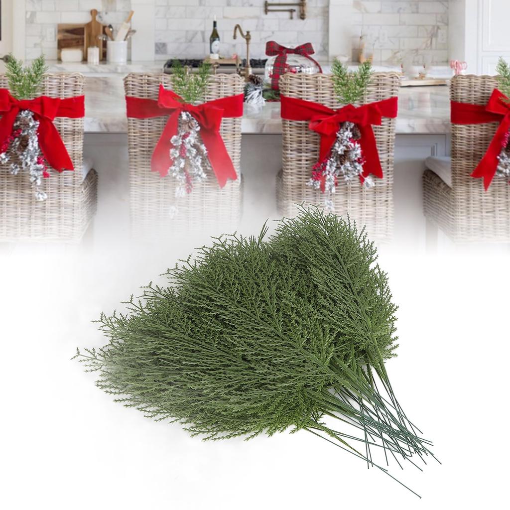 40 шт. Искусственные сосновые ветки, Поддельные рождественские стебли кипариса, Искусственные сосновые ветки для рождественских елок, Гирлянд, Букетов