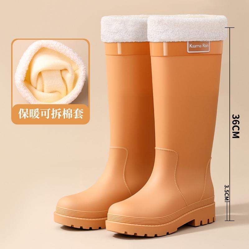 Женские резиновые сапоги хаки высотой 36 см, водонепроницаемые, для городских поездок, милые сапоги для дождя, с высоким голенищем, красные водонепроницаемые сапоги