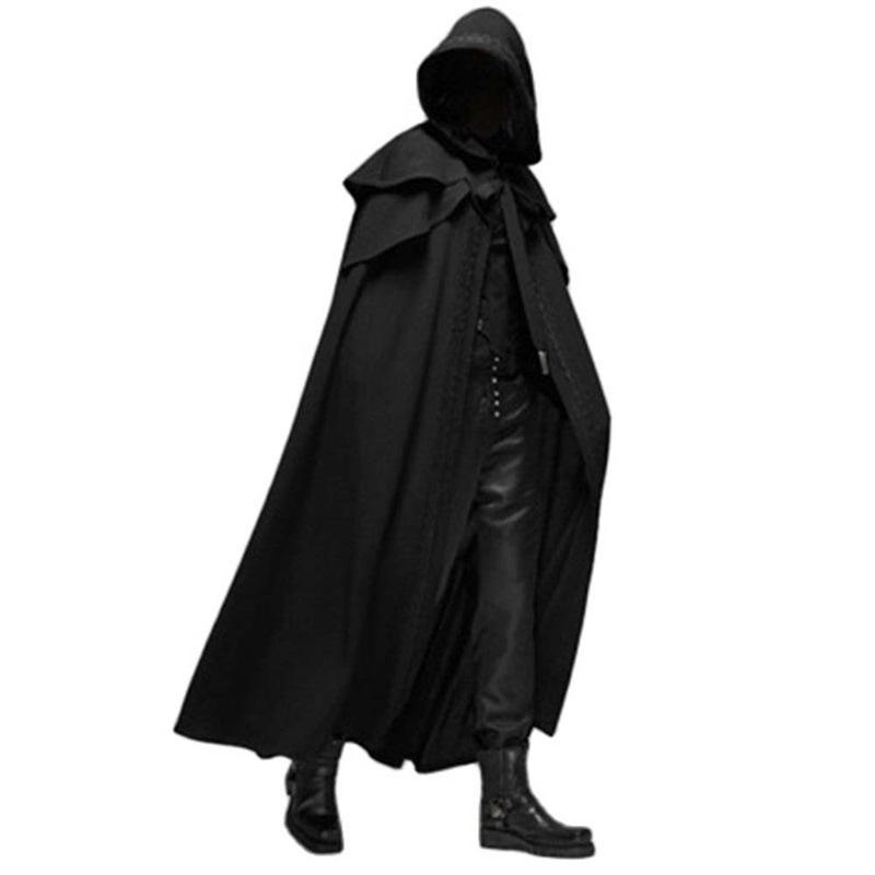 Halloween Medieval Hooded Cloak Vintage Wizard Robe Wizard Death Cloak Cosplay