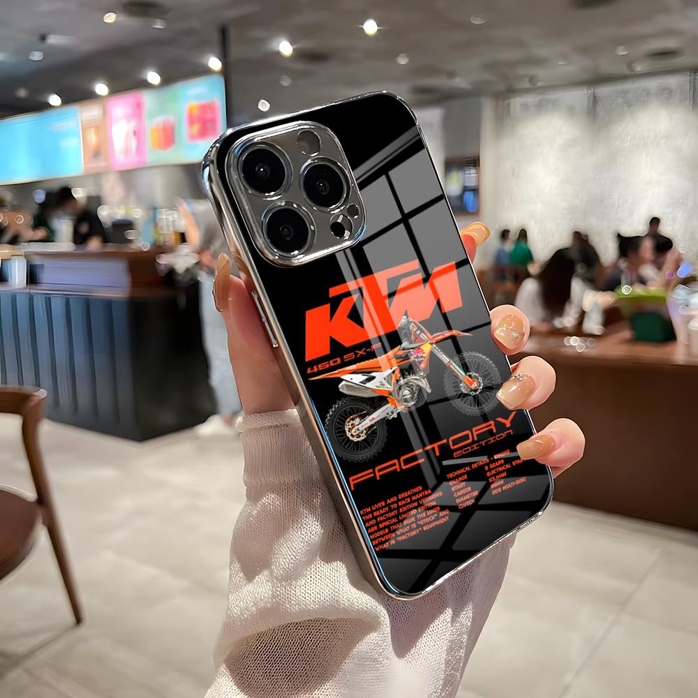 Чехол для телефона K-KTMES для гонок на мотоциклах для iPhone 17 Pro Max 15 Pro 16 14 Plus 12 13 Mini 11 Pro Ударопрочный Гальванизированное Стекло Co