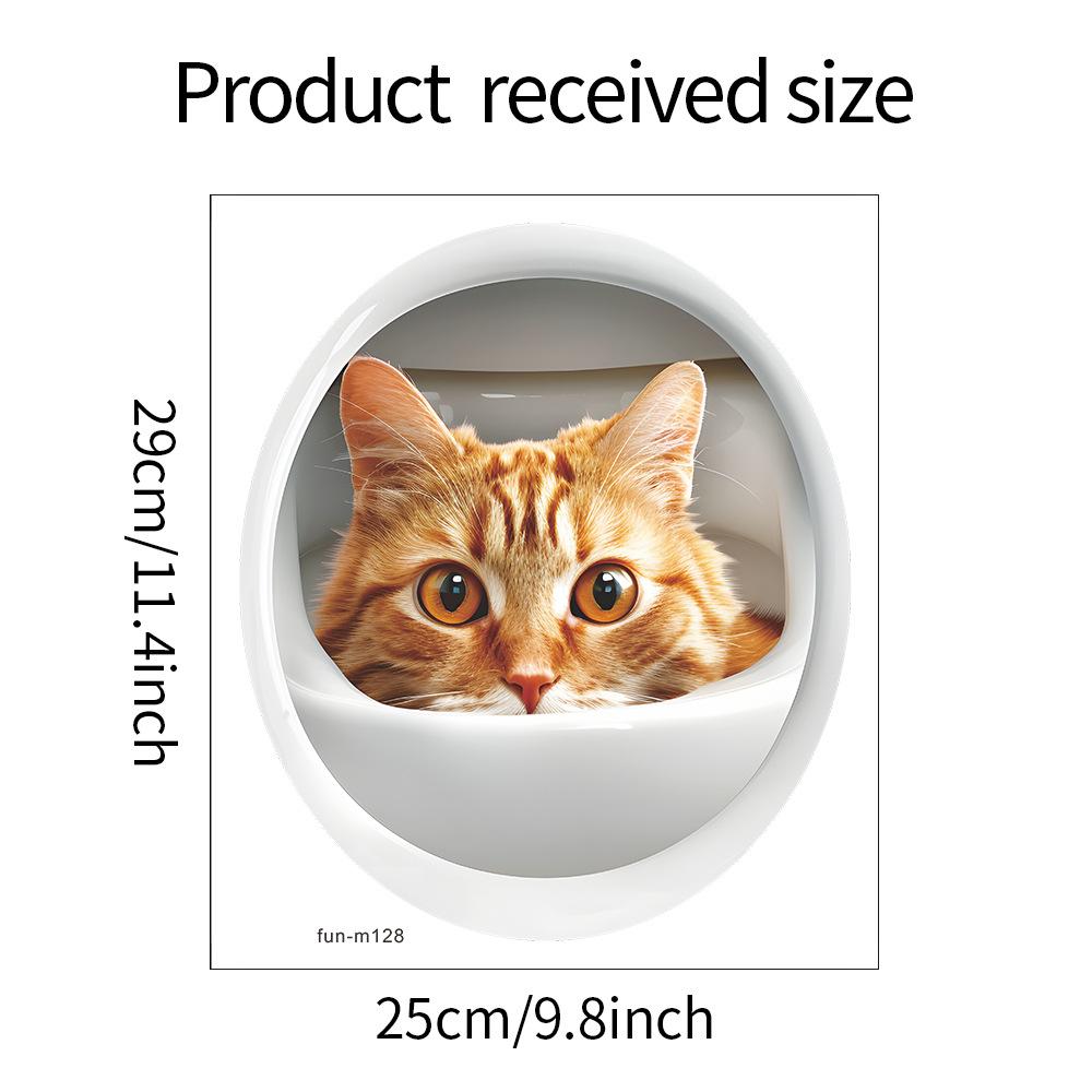 Комбинация мультфильм милый кот туалетный столб ванная комната украшение ванной декоративные настенные наклейки самоклеящиеся