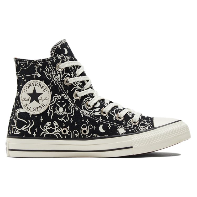 Converse Кеды Chuck Taylor All Star Mystic World с вышивкой созвездий Модные Нескользящие Прочные Высокие Кеды Женские Черно-белые 572425C