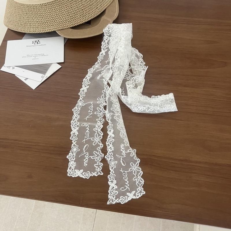 Unique Y2K Long Lace Waistband Floral Bow Lace Waist Belt Tie Up Thin Dress Jeans Belt Lace Scarf Hair Band Hair Accessories