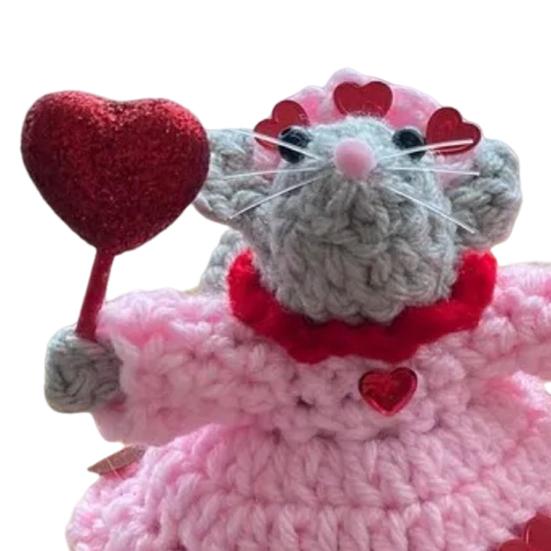 1 пара вязаных крючком мышей, пара мышей, ручная работа, украшения ко Дню святого Валентина, кукла-мышь для стола, каминной полки, прикроватного столика