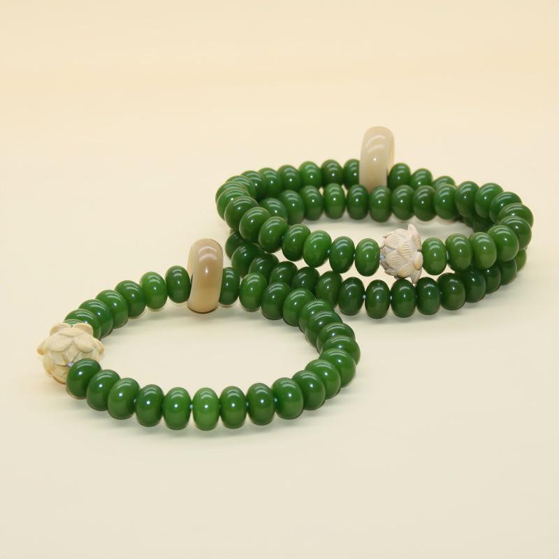 Зеленый Бодхи Двухрядный Браслет для Буддийской Молитвы из Бусин Абакуса для Мужчин и Женщин - Вэньвань Четки