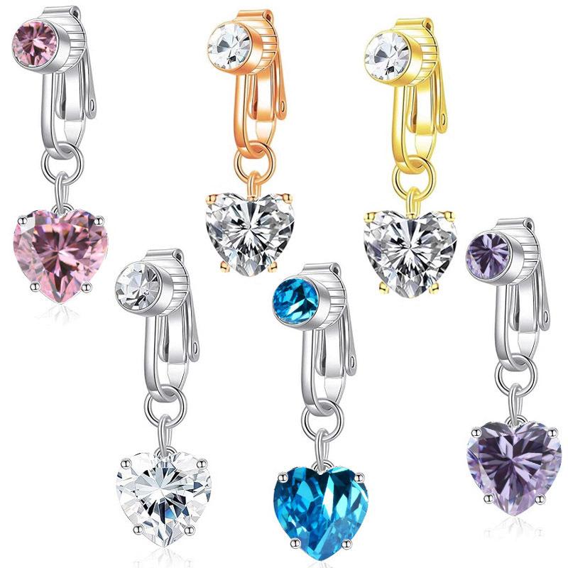 Поддельное кольцо для пупка Персиковое сердце Поддельный пирсинг для живота Зажим для пупочного хряща Украшения для тела