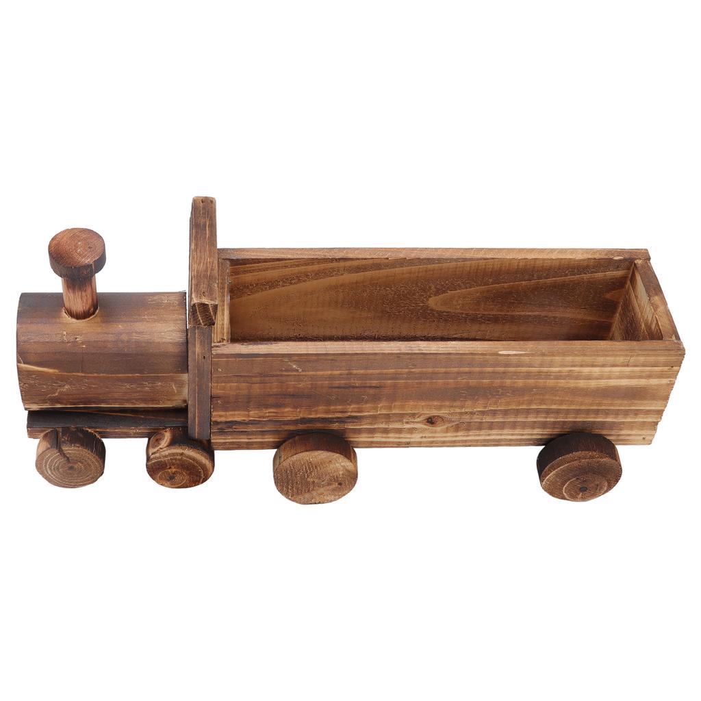 Wooden Flower Pot Cartoon Train Shape Good Ventilation Succulent Flower Pot Decoration for Garden Home Office