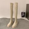 Женские сапоги выше колена на толстой подошве, высокие сапоги до бедра, зима 2024, новые женские длинные сапоги на платформе и толстом каблуке, женская осенняя обувь