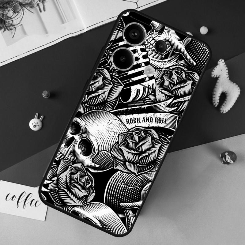 Rock and Roll Skull Case For Xiaomi Redmi Note 12 11 10 9 8 13 Pro Plus 12S 11S 10S 9S 10A 9C 10C 12C 13C Cover