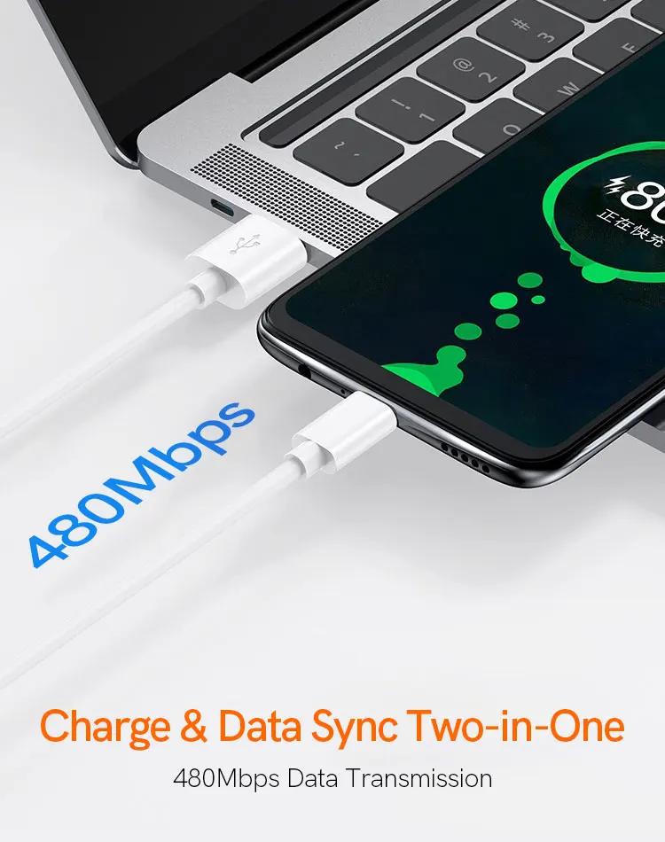 Hot Selling 2.1A USB-C Type C Cable Quick Charge Fast Charging Mobile Phone Data Kable for Samsung Pure Copper Right-Angle