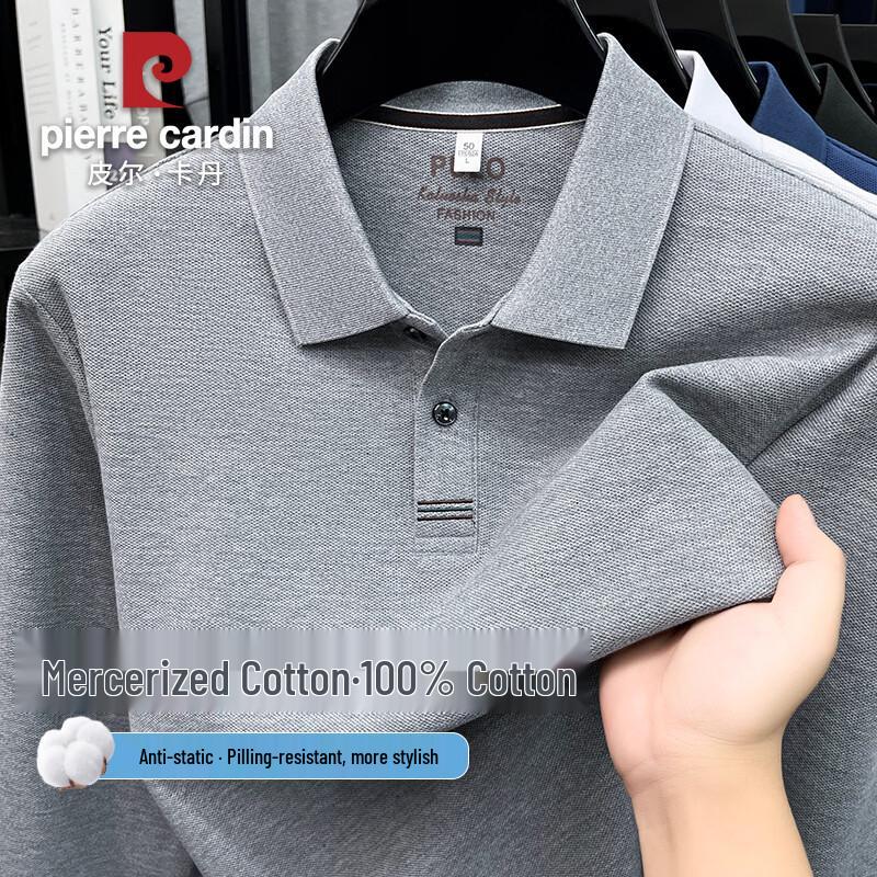 Pierre Cardin Мужская легкая деловая хлопковая футболка-поло с длинным рукавом