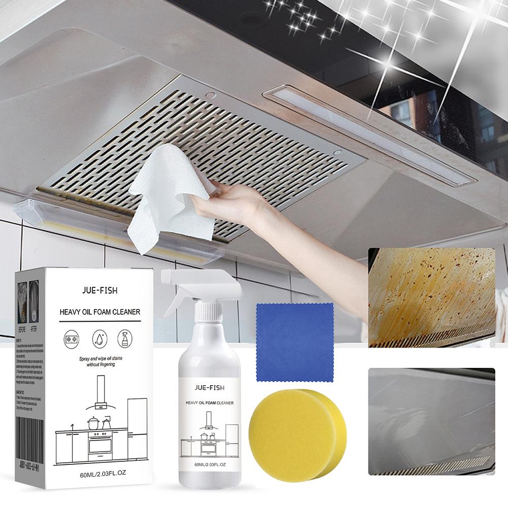 60ml Splash Foam Spray Multipurpose Heavy Oil Foam Cleaner with Sponge & Cloth Grease Cleaner Kitchen Oven Grills Cleaner