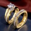 Wedding Ring Set for Women Round Zirconia Crystal 2Pcs Engagement Party Rings Anniversary Gift Trendy Jewelry Drop Ship