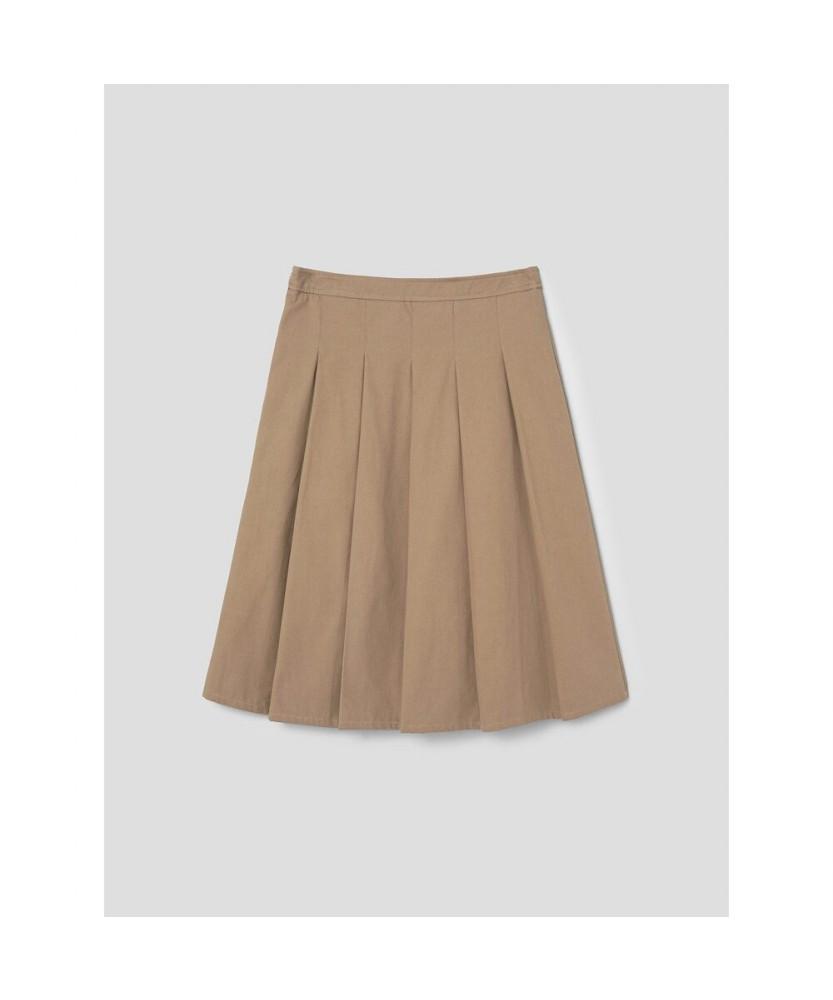 8SECONDS Pleated Midi Skirt Beige