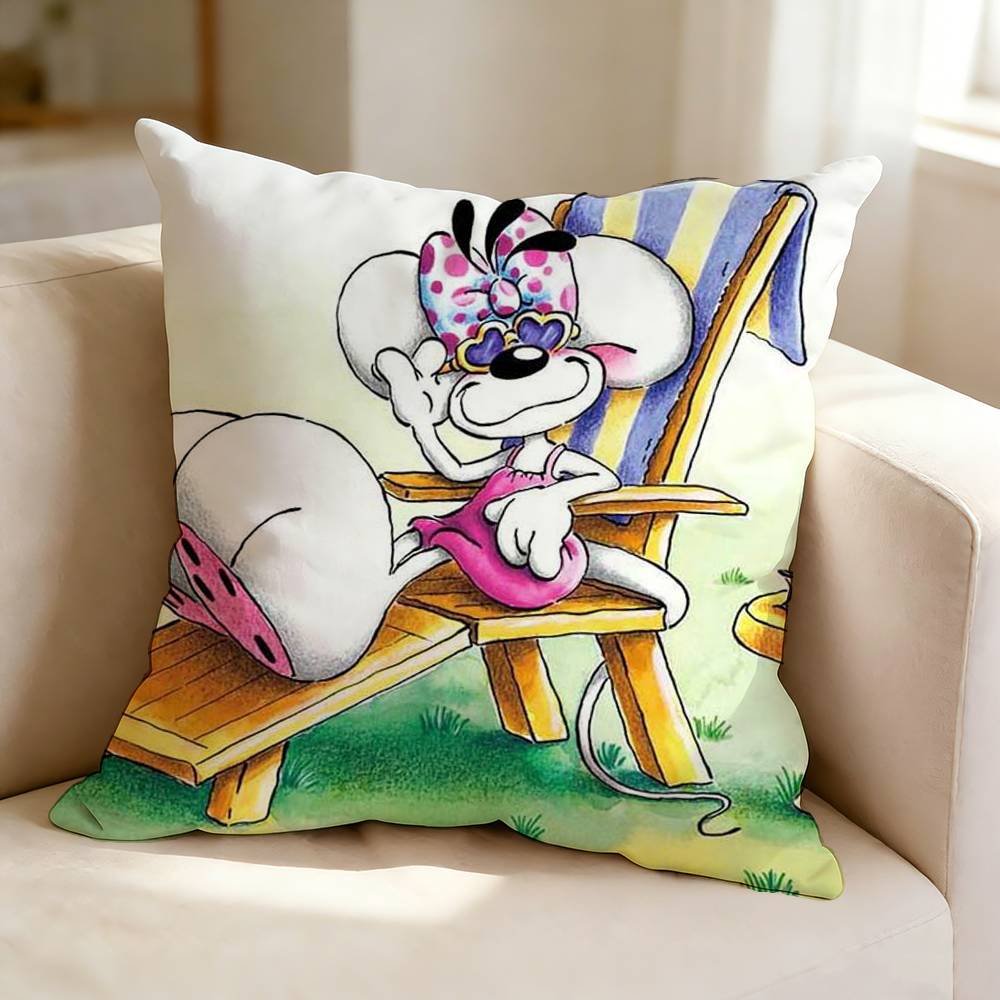 Cute cartoon Mouse DDiddlina Pillow Case Square DoubleSided Sofa Cushion Cover Bedroom Bedside Pillow