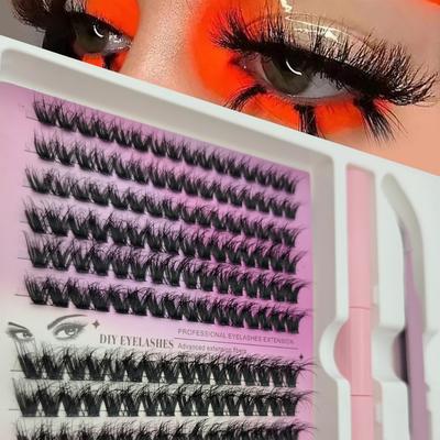 DIY Сегментированные накладные ресницы 5D Плотный набор для самонаращивания ресниц Одиночный пучок Имитация Большой объем