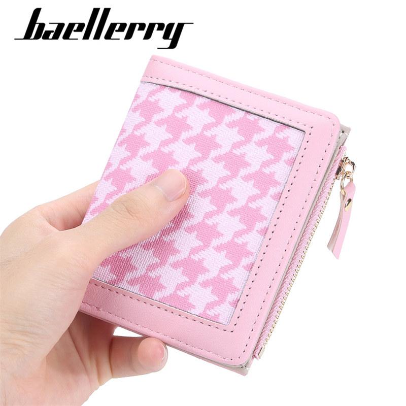 Baellerry Women Fashion Short Wallets Classic Design Bifold Wallet Zipper Hasp Card Holder Coin Purse