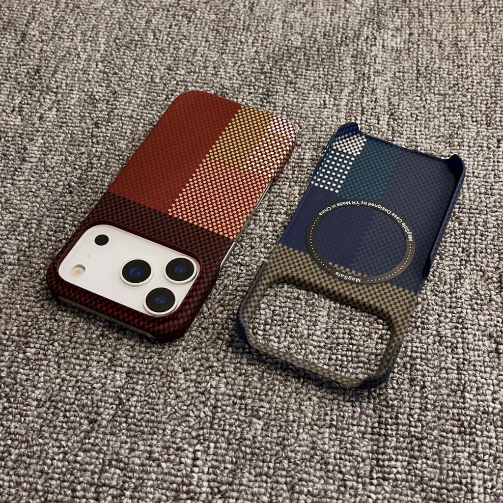 Тонкий безрамочный чехол с рисунком под карбон для iPhone 17 Air 16 15 14 13 12 Pro Max Plus, с магнитами MagSafe, пластиковый бампер