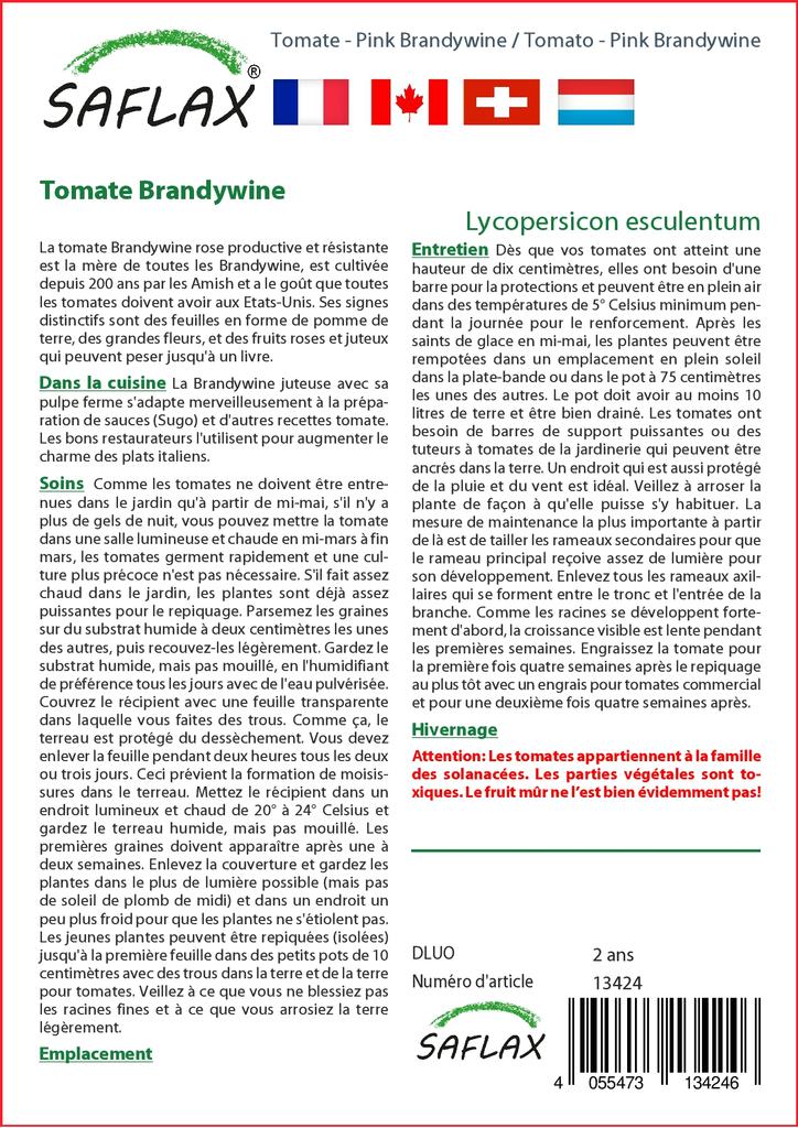 SAFLAX Garden in the Bag - Помидоры - Розовый Брендивайн - 10 семян - С субстратом в подходящем пакете - Lycopersicon esculentum