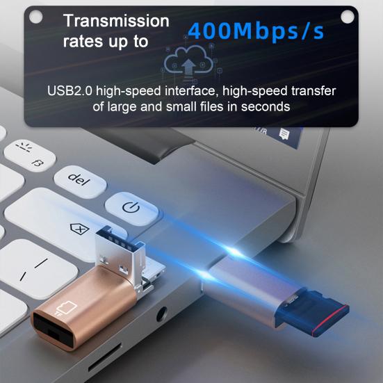 Умное USB-устройство чтения 2-в-1 для карт типа C Компактное высокоскоростное портативное устройство Не требует драйверов Универсальное