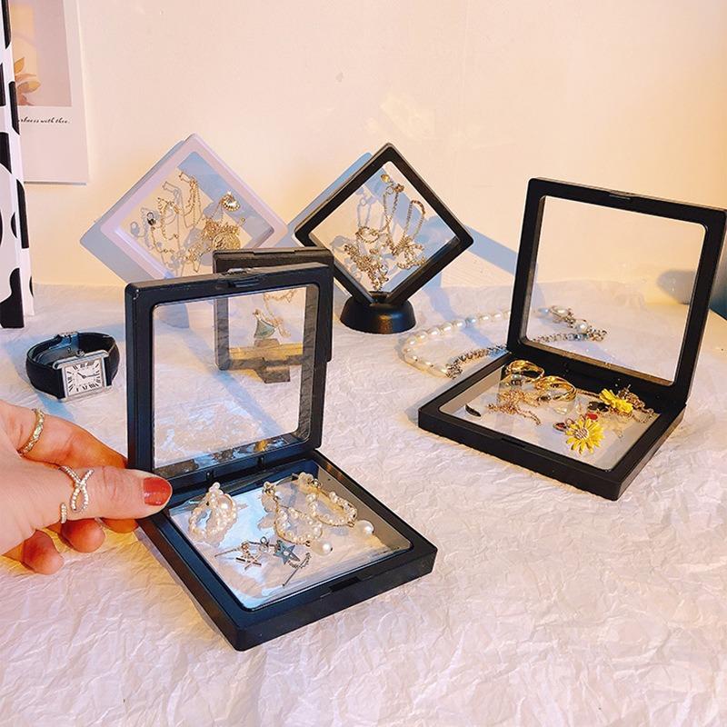 Transparent Floating Display Box Pe Film Jewelry Storage Case For Ring Earring Necklace Bracelet Watch Collectible Gift
