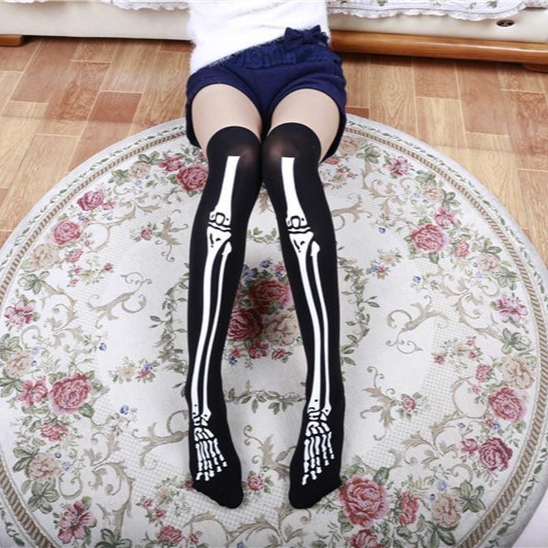 Забавный косплей полосатые выше колена чулки Хэллоуин кровь раздвоенная кость узор женский косплей