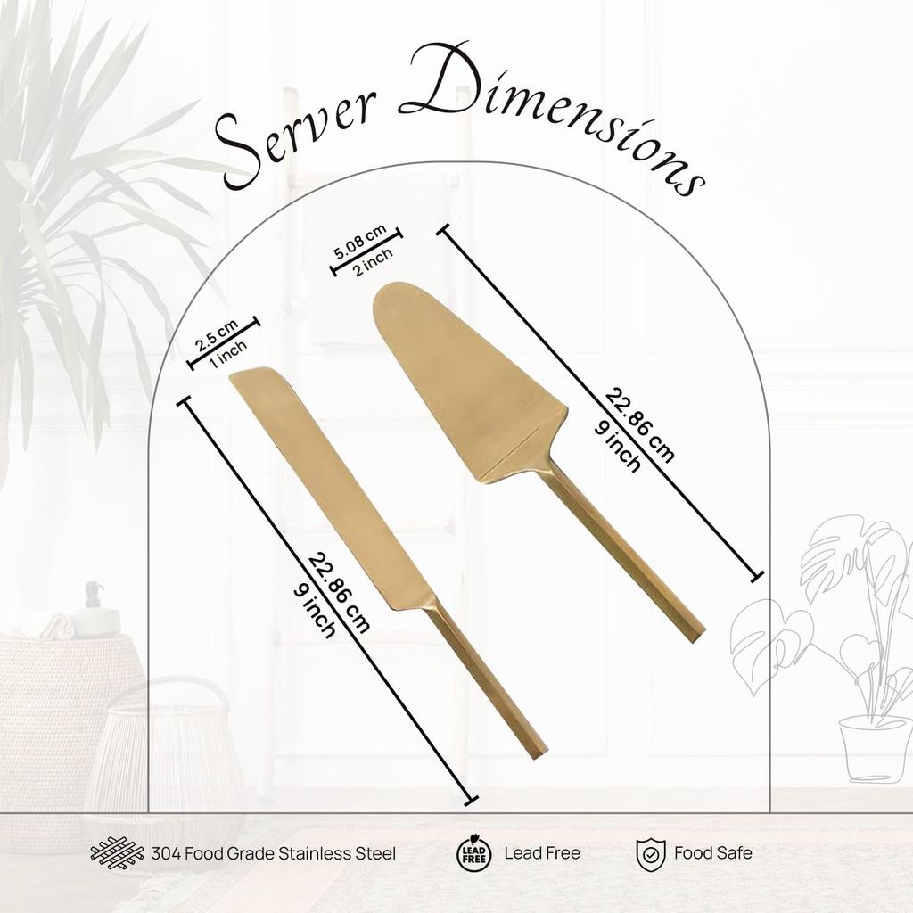 Набор лопаток для торта (2 шт), Golden Stainless Steel Cake Server Set of 2, Nestroots