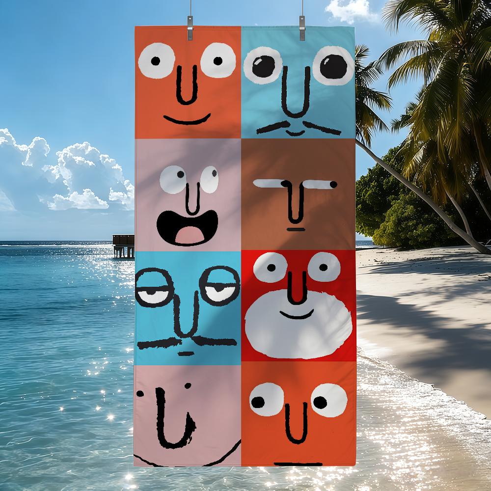 Модный принт J-Jean J-Jullien Полотенце для сушки Полотенце для ванны Подходит для легкого плавания Кемпинга Йоги Пляжа Наружное