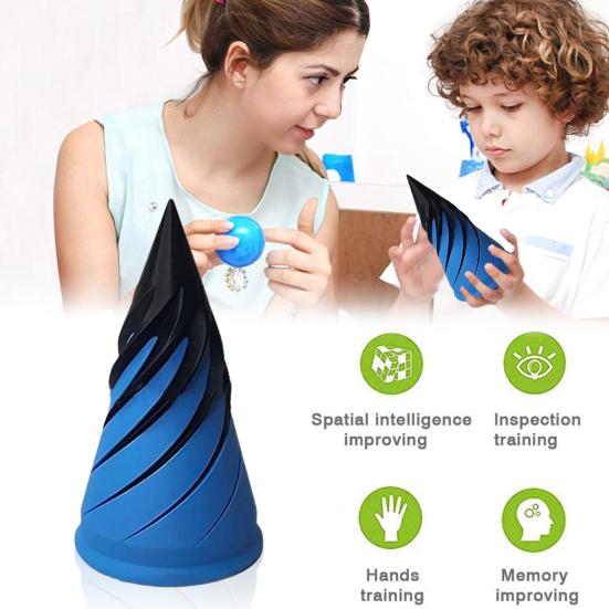 Pyramid Passthrough Sculpture Spiral Cone Fidget Toy Interactive Stress Relief Spiral Design Optical Illusion Toy for Focus Relaxation Office Desk