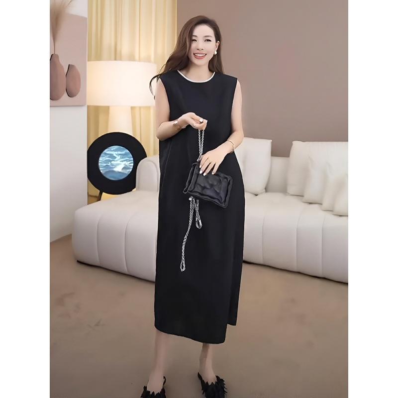 Платье-жилет без рукавов 2025 новое женское летнее платье из хлопка и льна, свободное и тонкое, повседневное, темпераментное платье