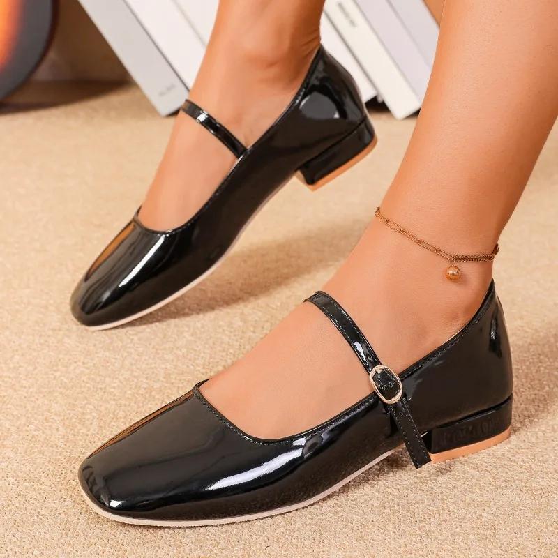 Fashion Women Square Toe Low Heel Plus Size Shoes Women 2025 Shoes Female Buckle Strap Women's High Heels Fashion Office & Career Pumps