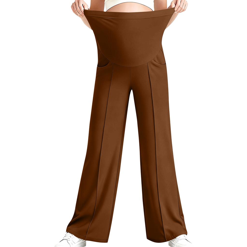 Брюки для йоги для беременных, с карманом на животе, эластичные широкие брюки для работы/повседневной носки, брюки для беременных для дома