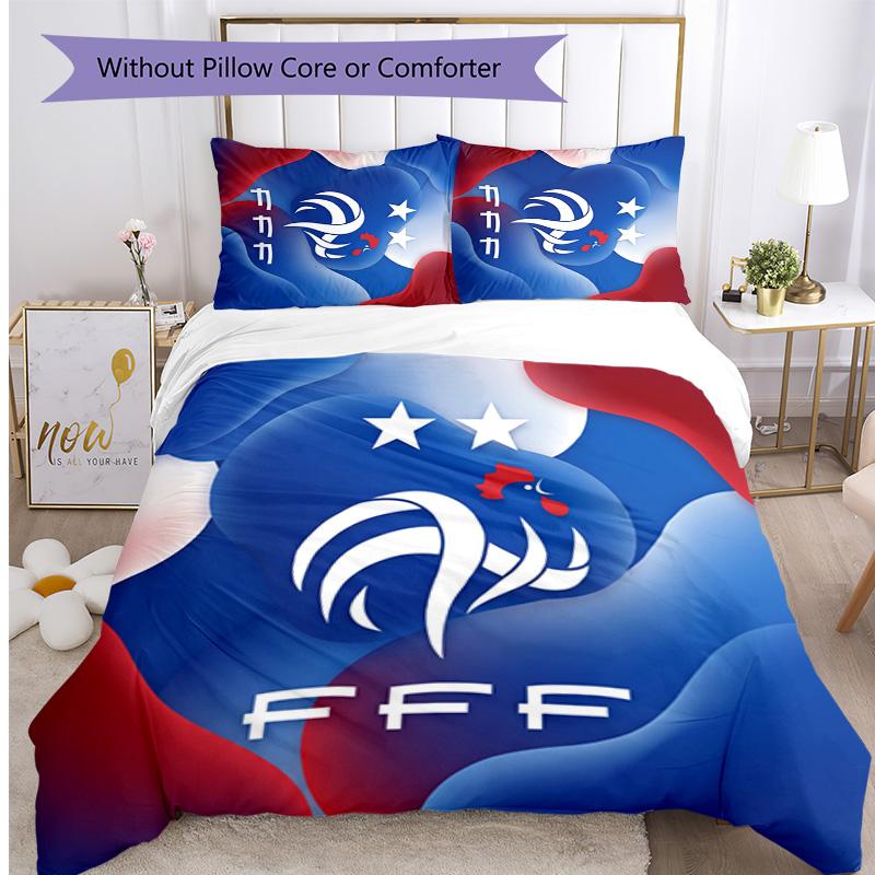 France Football Printed Bedding 3 Piece Set Cozy Breathable Bed Cover Set as Housewarming Holiday Gift