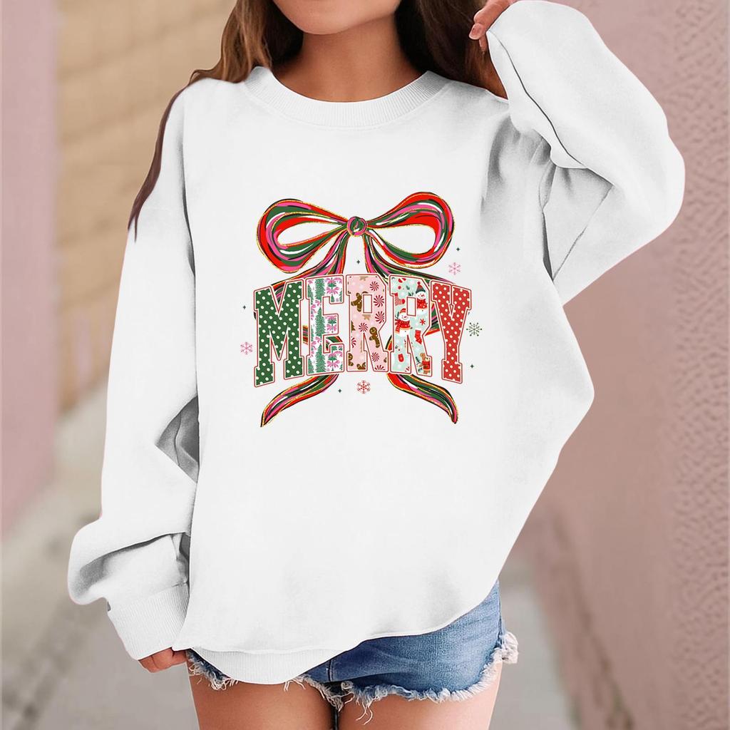 Children's Fashionable Casual Long-sleeved Loose Christmas Print Pullover Sweatshirt
