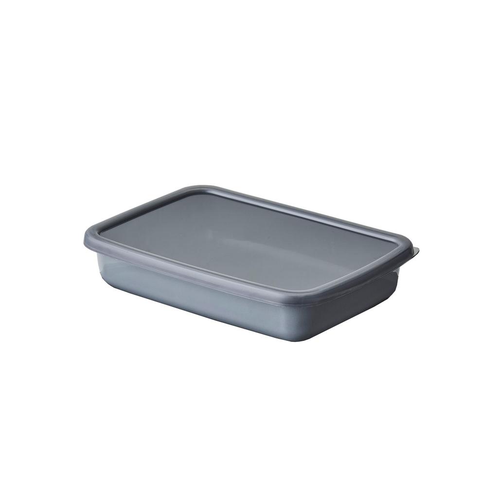 Noda Enamel Storage Container Enamel Heat Resistant Square Rectangle Shallow S Size with Seal Lid Contents Visible Gray Series Made In Japan +Gray