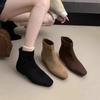 2024 Hot Sale Women's Shoes Back Zip Women's Boots Fashion Solid Office and Career High Quality Square Heel Ankle Boots Zapatos