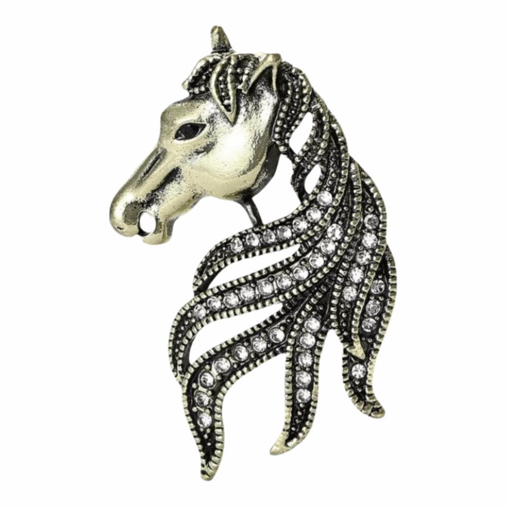Luxury Rhinestone Horse Head Brooches Jewelry Accessories Suit Coat Brooch  Casual Party